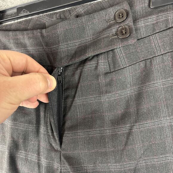 Focus 2000 Pants Women's 6P Petite Plaid Gray Straight Leg Career Workwear - Picture 3 of 12